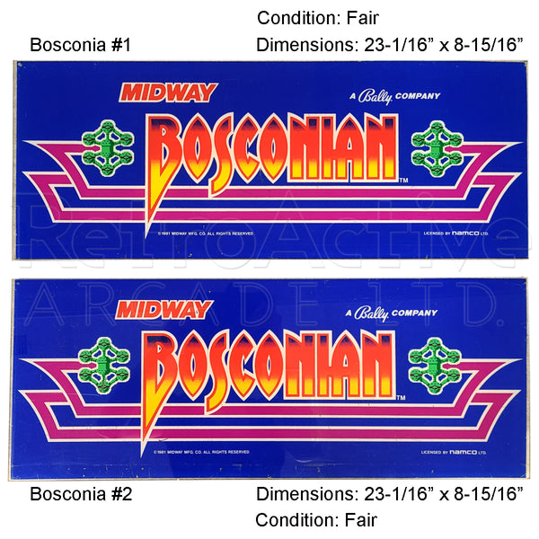 Original Bosconia Marquee | Midway Video Game Arcade Cabinet Accessories Retro Active Arcade - Retro Active Arcade