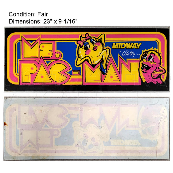 Original Ms. Pac-Man Marquee | Midway Video Game Arcade Cabinet Accessories Retro Active Arcade - Retro Active Arcade