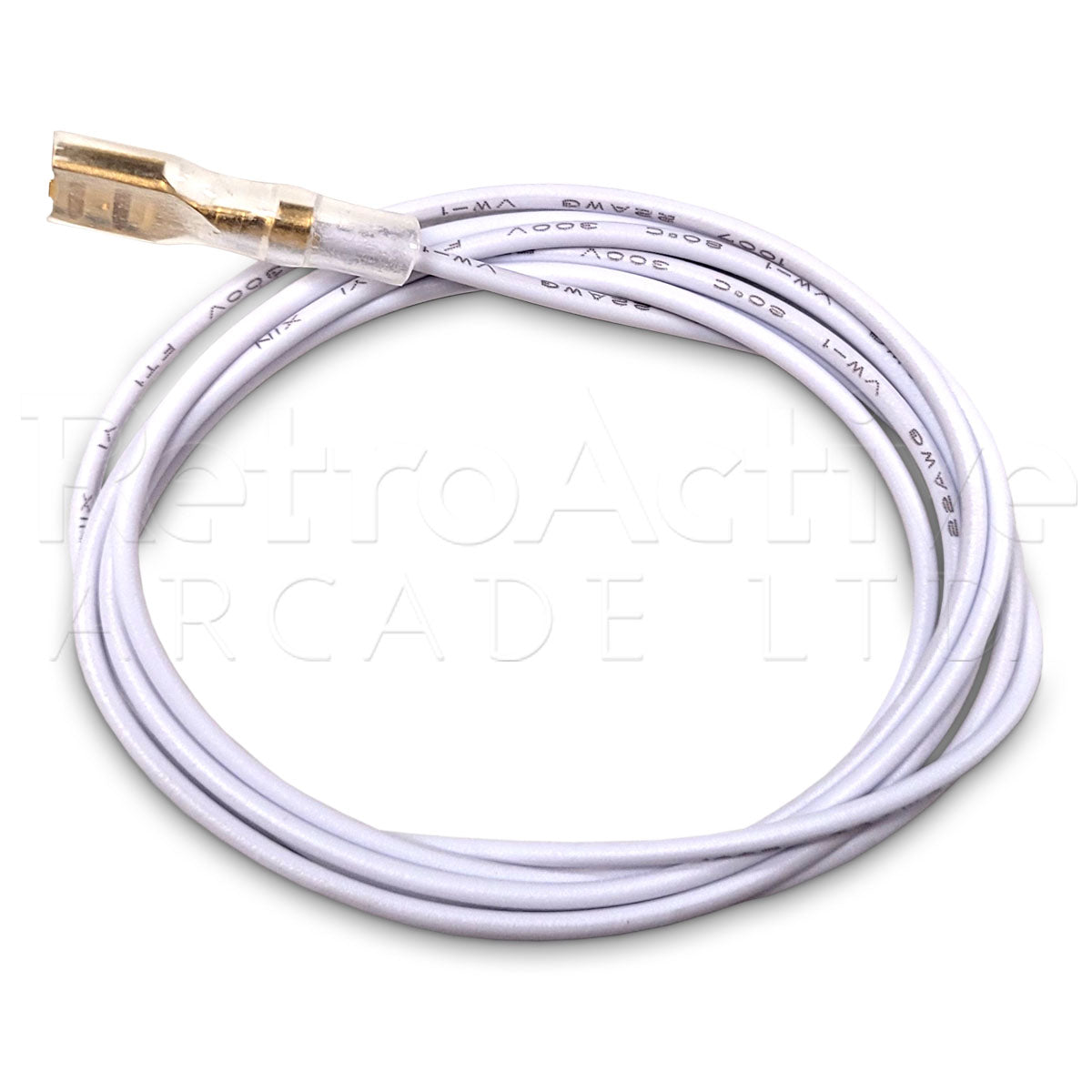 1 Meter Wire with .187" Connector - White Wiring & Harnesses Universal - Retro Active Arcade