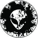 "Alien face" Button Decal (Black Background) Pushbuttons Retro Active Arcade - Retro Active Arcade