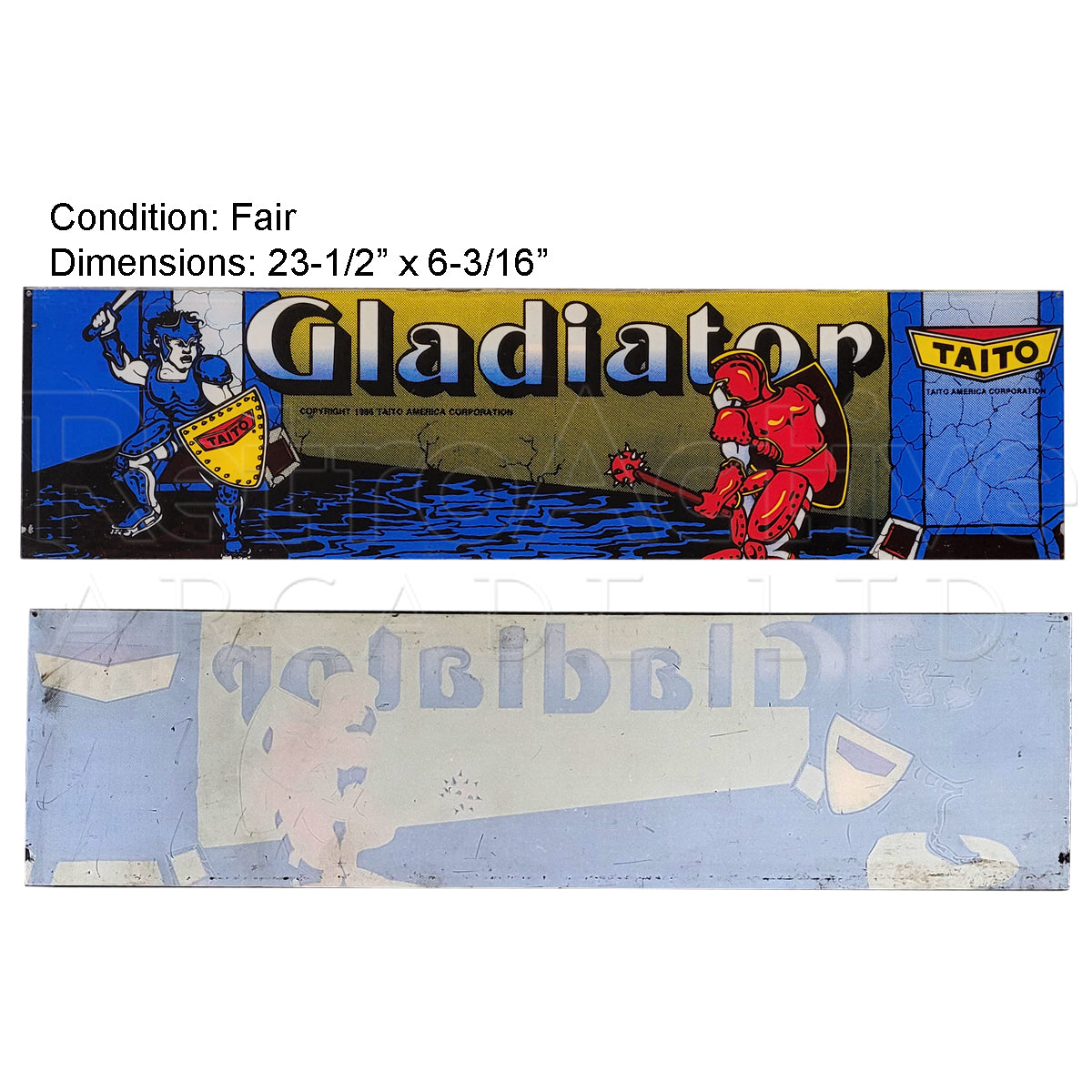 Original Gladiator Marquee | Taito Video Game Arcade Cabinet Accessories Retro Active Arcade - Retro Active Arcade