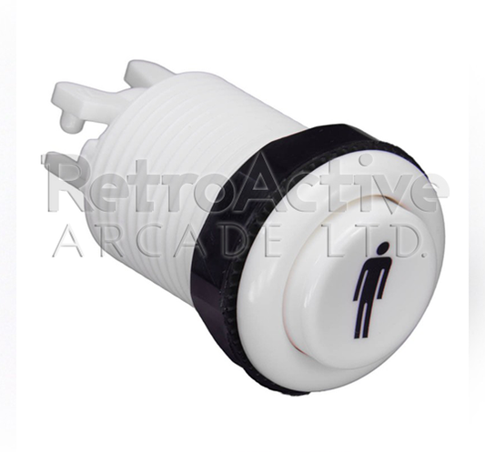 Concave Printed Player Button - White Pushbuttons Universal - Retro Active Arcade