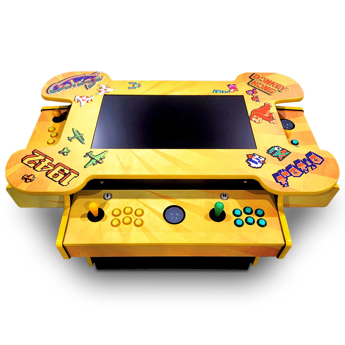 3 Sided Cocktail Arcade - Sunburst Theme Arcades - Ready to Go Retro Active Arcade - Retro Active Arcade